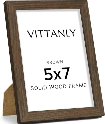 Miniatura 80 de Vittanly - Marco de fotos de 4 x 6 pulgadas de madera maciza con plexiglás, incluye paspartú de 3,5 x 5, para colgar en la pared o poner sobre una