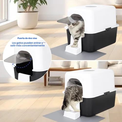 Miniatura 5 de Sfozstra - Caja de arena cerrada para gatos, color negro, entrada superior y frontal PP Material, Lift-Off Top for Easy Cleaning, High Sides