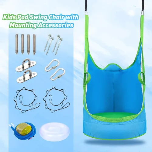 Miniatura 7 de Silla Columpio Colgante Mejorada para Niños, Silla Hamaca Colgante para Niños con Luces LED, Asiento Columpio Colgante de Tela Oxford 900D para Azul