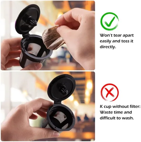 Miniatura 5 de Filtros de café de papel desechables, filtros de papel Keurig K Cup para Keurig individuales tazas reutilizables, cápsulas de café K-Cup, se adaptan