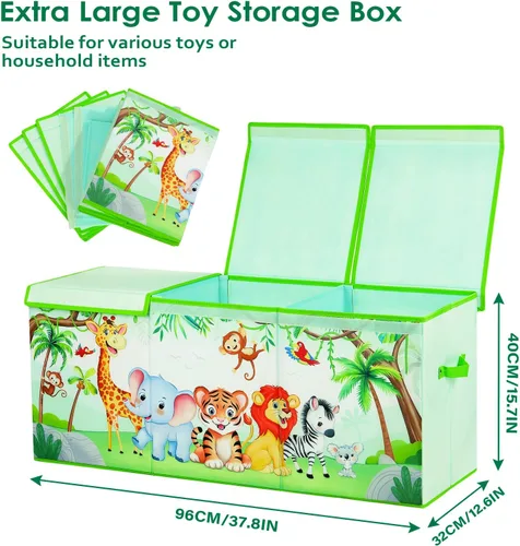 Miniatura 2 de Cofre de Juguetes Grande Organizador con Tapa Abatible para Niños, Caja de Almacenamiento de Juguetes Oxford Plegable con Asas para Niños y Niñas