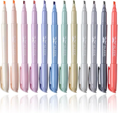 Mr. Pen - Resaltadores, paquete de 12, punta de cincel, colores Morandi, resaltadores de colores surtidos