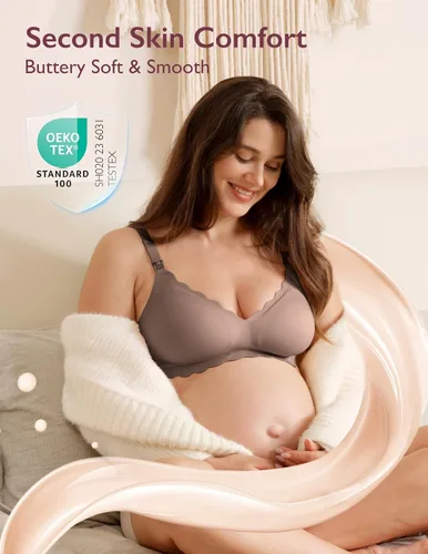 Miniatura 2 de Momcozy Sujetadores de lactancia para lactancia, sin costuras, brasier de maternidad sin costuras, brasier de lactancia clásico con soporte de tira