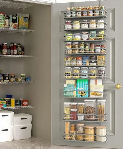 Miniatura 12 de Moforoco Organizador de Despensa Blanco de 6 Niveles Sobre la Puerta, Almacenamiento de Organización de Despensa, Estantes Colgantes de Metal