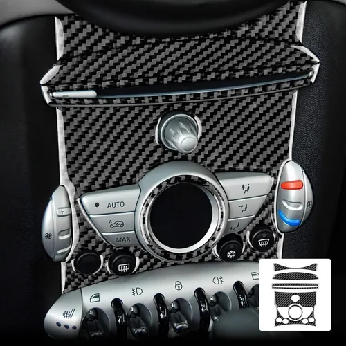 Miniatura 8 de AIRSPEED Para Mini R55 R56 R57 Control Central AC Panel Cubierta de Panel de Botón de Fibra de Carbono Adhesivo Decoración Interior Trim para Mini