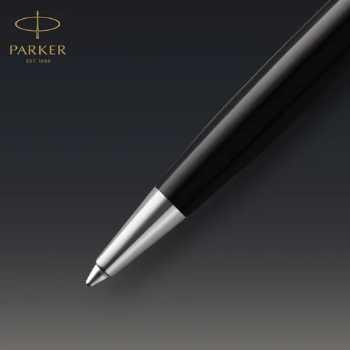 Miniatura 3 de PARKER Sonnet - Bolígrafo de metal de alta calidad y acabado negro brillante con borde dorado, punta media con recarga de tinta negra, caja de regalo