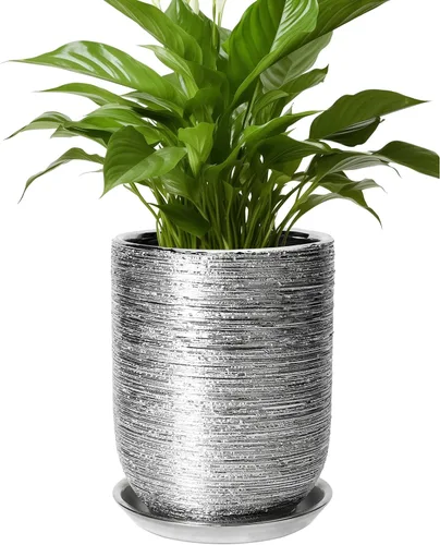 Miniatura 30 de Maceta de Cerámica para Plantas de Interior de 5 Pulgadas - Maceta Redonda para Plantas Suculentas con Agujero de Drenaje y Platillo, Decoración