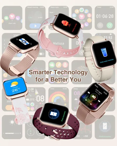 Miniatura 7 de Relojes inteligentes para mujer con llamadas Bluetooth, 4 bandas de 1.83 pulgadas, reloj de fitness para iPhone, Android, rastreador de actividad