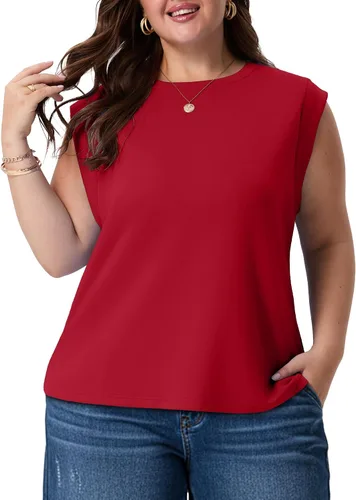 Miniatura 8 de OLRIK Plus Size Tank Tops for Women Cap Sleeve Soft Stretch Summer Blouses Casual Basic Tee with Underarm Coverage