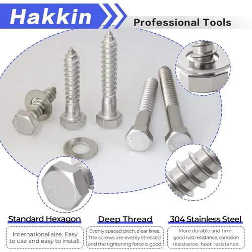 Miniatura 3 de Hakkin - Tornillos hexagonales de 1/2 pulgada de 2 pulgadas, 2-1/2 pulgadas, 3 pulgadas, 4 pulgadas, 5 pulgadas, kit surtido de 28 tornillos