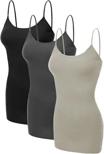 Miniatura 333 de Emmalise Camisola larga casual básica para mujer, con tirantes ajustables, top en capas
