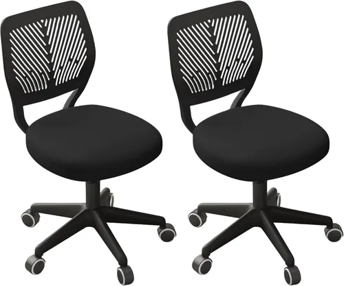 Miniatura 10 de JPBSTO Silla de escritorio sin brazos, silla giratoria de oficina ajustable con cojín acolchado de malla suave, silla ergonómica pequeña