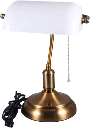 Miniatura 7 de Lámpara de escritorio de estilo retro, lámpara de escritorio con base de latón, pantalla de vidrio verde, lámpara de escritorio para banqueros