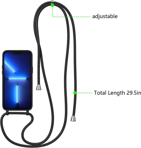 Miniatura 4 de ZTOFERA Funda cruzada para iPhone 14 Pro Max con correa de cordón, cuerda ajustable, funda suave de silicona líquida para iPhone 14 Pro Max de 6.7