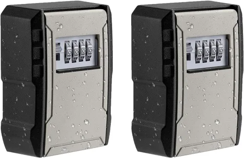 Miniatura 10 de UPGRADE - Caja de bloqueo de llaves de gran capacidad, resistente a la intemperie, para llaves de automóvil, llavero, llaves de casa, caja de Gris