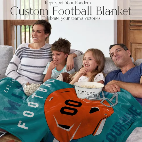 Miniatura 35 de Manta personalizada para fanáticos del fútbol americano – Se envía al día siguiente – Hecha en Estados Unidos – Manta de vellón personalizada