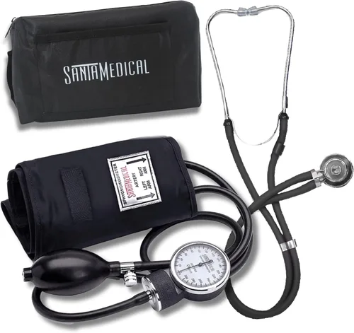 Miniatura 10 de Santamedical Esfigmomanómetro aneroide de lujo para adultos, monitor de presión arterial profesional con brazalete negro para adultos y funda