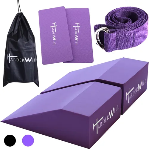 Yoga Foam Wedge Blocks (Pair), Calf Raise Block, Calf Stretcher, Yoga Wrist Support, Balance, Pushup, Fitness, Pilates, Heel Stretcher, Squat Wedge