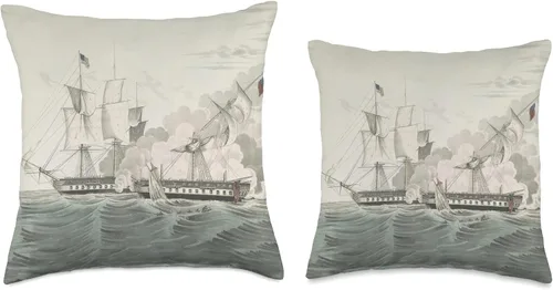 Miniatura 3 de War of 1812 Navy Warship Battle USS Constitution & HMS Java Naval Battle Illustration (1846) - Almohada de 16 x 16 pulgadas, multicolor