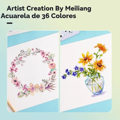 Miniatura 7 de Juego de acuarelas MeiLiang, 36 colores vívidos en caja de bolsillo con anillo de metal y pincel de acuarela, perfecto para estudiantes