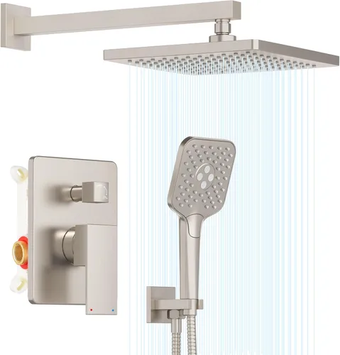 Miniatura 14 de Gabrylly Sistema de ducha dorado, juego de grifo de ducha montado en la pared para baño con cabezal de ducha de lluvia de alta presión de 10 Oro