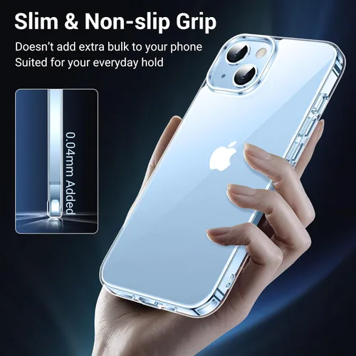 Miniatura 6 de Justcool Funda diseñada para iPhone 14, [transparente no amarillento] con 2 piezas [protector de pantalla de vidrio templado], transparente
