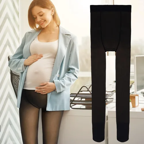 Miniatura 5 de Bonuci Pantimedias de maternidad para embarazo, con forro polar, ajustadas, elásticas, opacas, de cintura alta