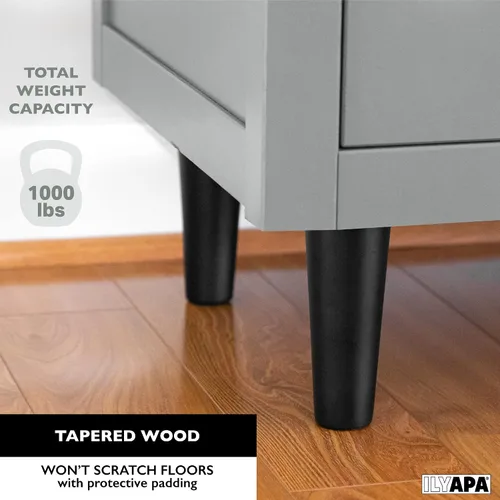 Miniatura 5 de Ilyapa Pies de madera para muebles, juego de 4 muebles cónicos de repuesto de madera negra de 6 pulgadas, patas de mesa auxiliar para sofás, sillas