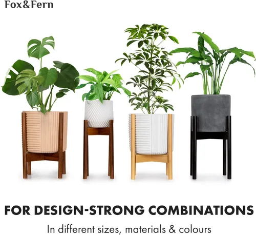 Miniatura 9 de Fox & Fern Soporte Grande Ajustable para Plantas de Interior — 11 a 15 Pulgadas, Soporte Premium de Bambú Estilo Moderno de Mediados del Siglo