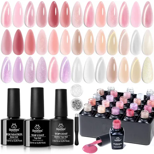 Miniatura 22 de beetles Gel Polish Set – Healing Elixir - Kit de esmalte de uñas de gel de 20 colores, rosa, azul, blanco, verde, perla con capa base, capa superior