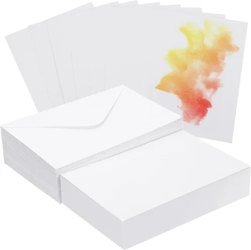 PATIKIL 30 juegos de tarjetas de acuarela de algodón puro de 140 lb/300 GSM, postales en las esquinas derechas con sobres para pintura artística,