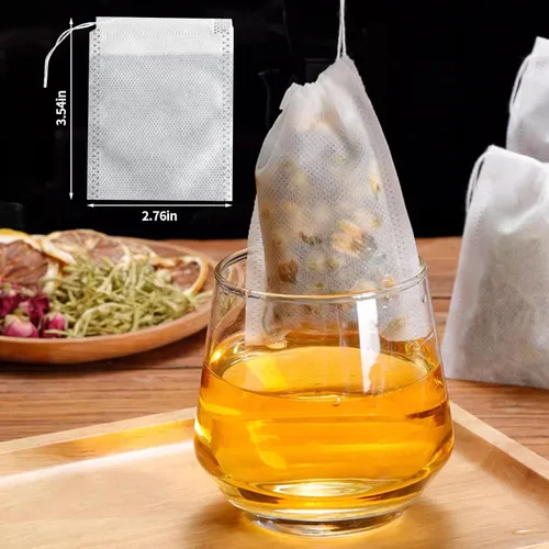 Miniatura 5 de 100 bolsas de filtro de té, bolsas de té desechables, bolsas de muselina con cordón para té suelto, café, hierbas, especias y más