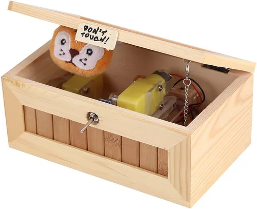 Miniatura 7 de Cryfokt Dont Touch - Caja de madera electrónica USB para ahorrar dinero, divertida e interactiva, juguete para aliviar el estrés, decoración