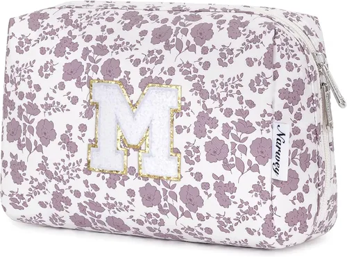 Miniatura 30 de Narwey Bolsa de maquillaje con inicial, regalos de graduación para adolescentes, niñas, niños y adolescentes, cosas de moda de 6 a 18 años, bolsa