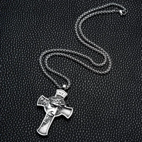 Miniatura 5 de NIGHTCRUZ INRI Collar de Jesucristo collar con colgante de cruz con corona de espinas Jesús