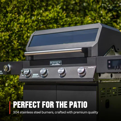 Miniatura 6 de Monument Grills Parrilla inteligente para barbacoa de gas propano líquido 4+1, 4 quemadores y 1 quemador lateral Denali 425 con tecnología