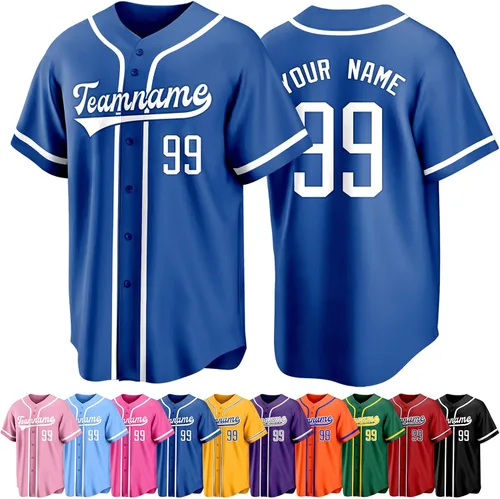 Miniatura 8 de Custom Baseball Jersey Personalized Short Sleeve Team Sport Uniform Baseball Shirt for Men Women Youth Boy