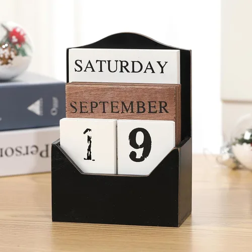 Miniatura 6 de Calendario perpetuo con bloques de madera, calendario para el hogar, día de San Valentín, regalo, decoración de oficina, escritorio, fecha, semana