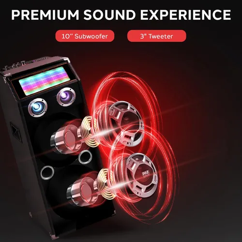 Miniatura 5 de Pyle psufm1035 a Bluetooth 1000 W de 2 Vías sistema de altavoces con lector de tarjetas SD, radio FM, AUX entrada de 0.14 pulgadas y luces