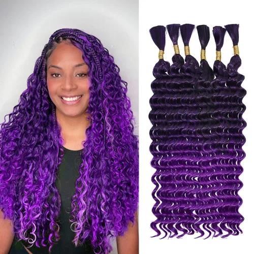 Miniatura 10 de Cabello bohemio para trenzar de 18 pulgadas, 2 paquetes de cabello ondulado profundo a granel para trenzas bohemias, sin trama, extensiones