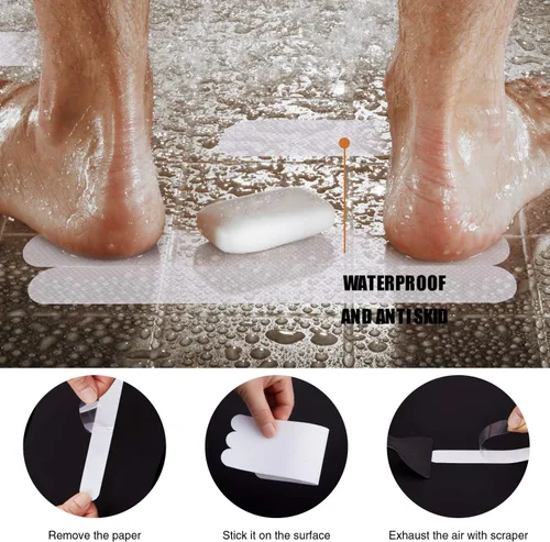 Miniatura 4 de Secopad 36 calcomanías antideslizantes para bañera, suelo de ducha antideslizantes con raspador premium