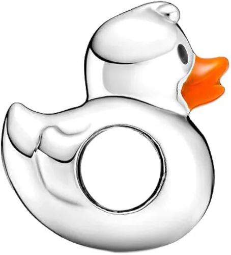 Miniatura 3 de Bellestory Abalorio de plata de ley 925 con diseño de pato de goma pulida para pulsera europea