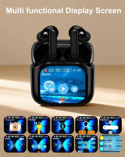 Miniatura 2 de Auriculares inteligentes con pantalla táctil, auriculares de pantalla táctil, auriculares inalámbricos Bluetooth 5.4, auriculares táctiles