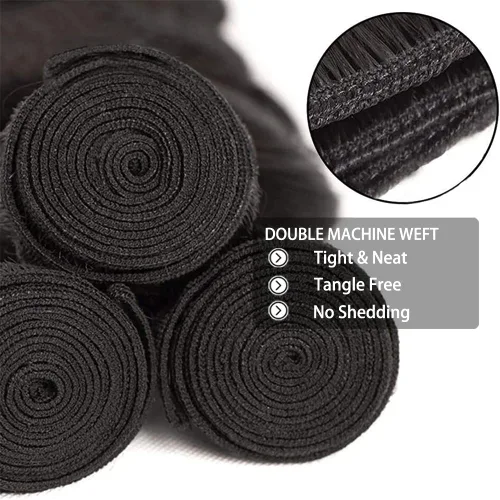 Miniatura 4 de Beauty Queen Paquetes de Cabello Humano Brasileño Ondulado - 3 Paquetes Cortos (10 12 14 Pulgadas) Grado 10A 100% Sin Procesar Tejido Extensiones