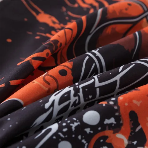 Miniatura 8 de Juego de edredón de 6 piezas con diseño de baloncesto, ropa de cama negra tamaño individual para niños, adolescentes y adultos, con pelotas