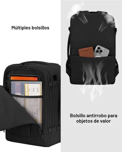 Miniatura 4 de ECOHUB United Airlines - Mochila de viaje pequeña de 17 pulgadas, bolsa de artículos personales de 16.7 x 10 x 8 pulgadas con 13 bolsillos con Negro