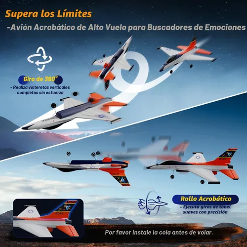 Miniatura 3 de DEERC Avión RC estilo F-16 (X-62A Vista), chorro de control remoto de 4 canales con estabilizador de giroscopio de 6 ejes EPP RTF Hobby Glider Avión