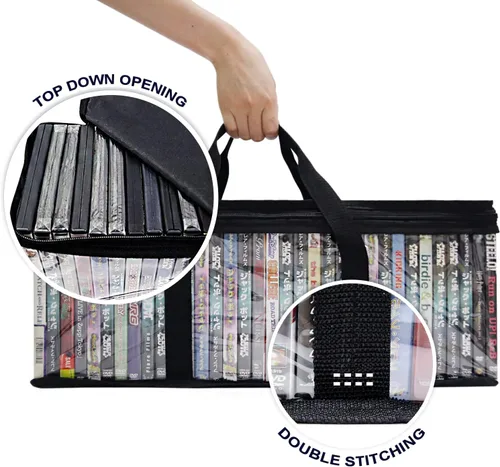 Miniatura 3 de SILD Prácticas bolsas de almacenamiento portátiles para DVD/CD, paquete de 2 unidades con capacidad para 80 películas o videojuegos en total