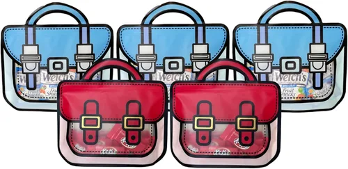 Trendybag - Bolsas de regalo de fiesta con asa superior, color rojo y azul, 20 bolsas de cumpleaños con parte inferior de pie (L, color mixto)