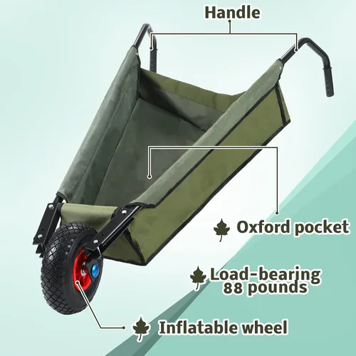 Miniatura 2 de BBTO Carretilla plegable plegable para patio, 88 libras, ligera, para jardinería, resistente, tela Oxford para adultos, hierba, tierra, ladrillo